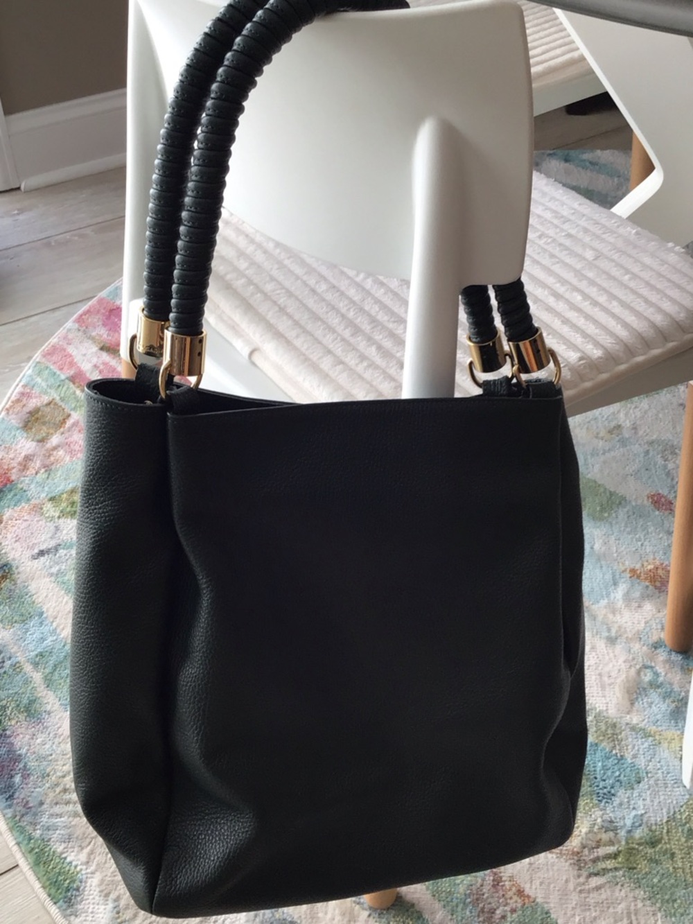 Arcadia Dark Green Pebbled Leather Shoulder Bag with Gold Accents